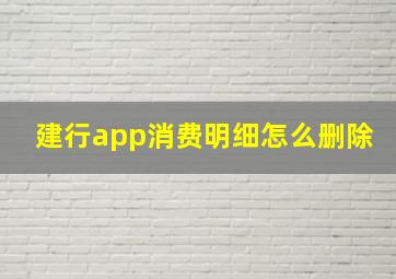 建行app消费明细怎么删除