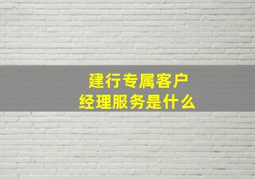 建行专属客户经理服务是什么