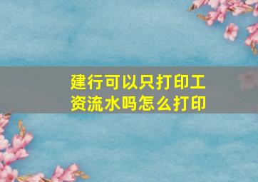 建行可以只打印工资流水吗怎么打印