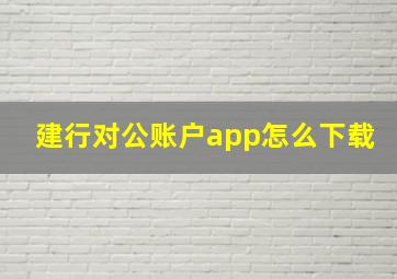 建行对公账户app怎么下载