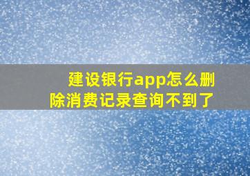 建设银行app怎么删除消费记录查询不到了