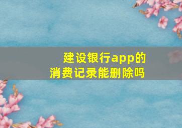 建设银行app的消费记录能删除吗