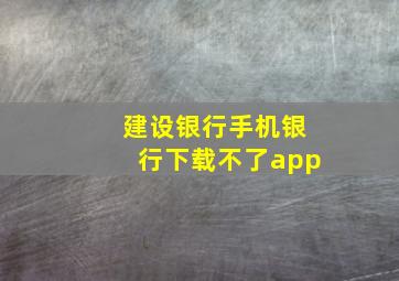 建设银行手机银行下载不了app