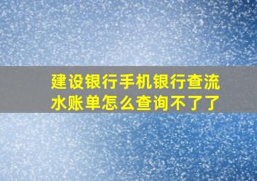 建设银行手机银行查流水账单怎么查询不了了