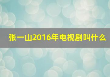 张一山2016年电视剧叫什么