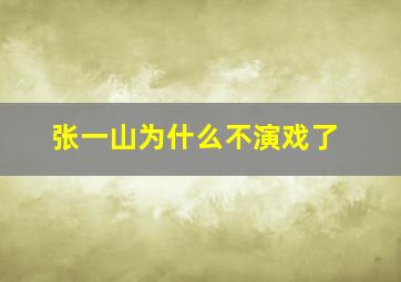 张一山为什么不演戏了