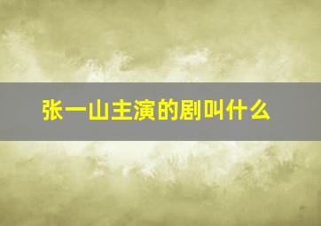 张一山主演的剧叫什么