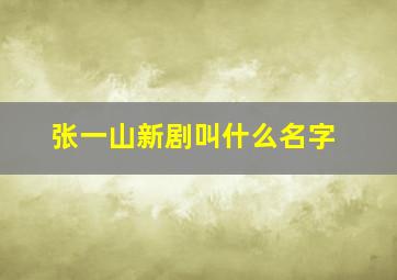 张一山新剧叫什么名字