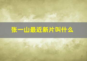 张一山最近新片叫什么