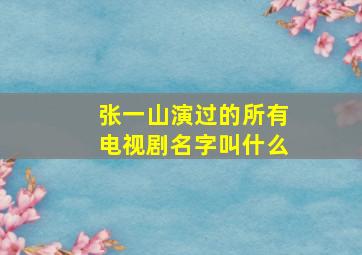 张一山演过的所有电视剧名字叫什么