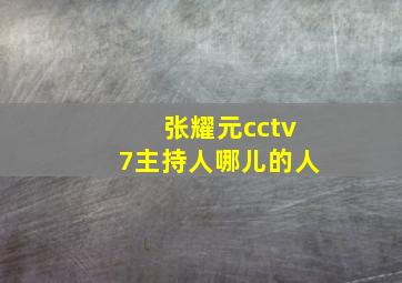 张耀元cctv7主持人哪儿的人