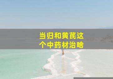 当归和黄芪这个中药材治啥