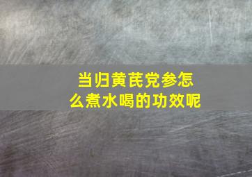 当归黄芪党参怎么煮水喝的功效呢