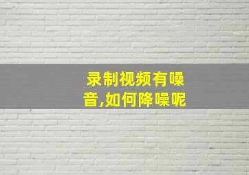 录制视频有噪音,如何降噪呢