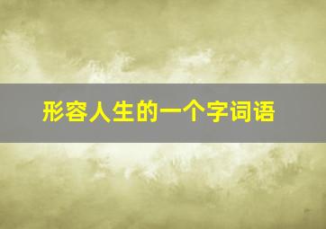 形容人生的一个字词语