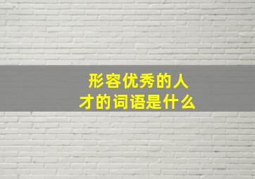 形容优秀的人才的词语是什么