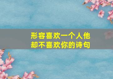 形容喜欢一个人他却不喜欢你的诗句