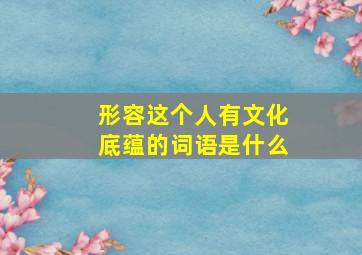 形容这个人有文化底蕴的词语是什么