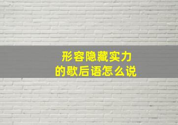 形容隐藏实力的歇后语怎么说