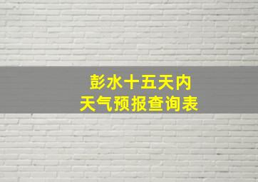 彭水十五天内天气预报查询表