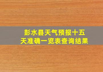 彭水县天气预报十五天准确一览表查询结果