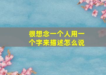 很想念一个人用一个字来描述怎么说