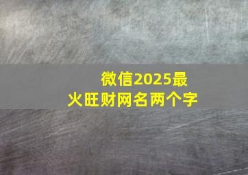 微信2025最火旺财网名两个字