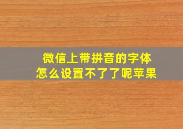 微信上带拼音的字体怎么设置不了了呢苹果