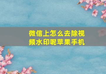 微信上怎么去除视频水印呢苹果手机