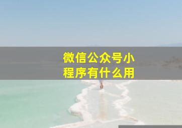 微信公众号小程序有什么用