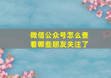 微信公众号怎么查看哪些朋友关注了