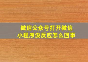 微信公众号打开微信小程序没反应怎么回事