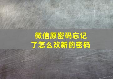 微信原密码忘记了怎么改新的密码