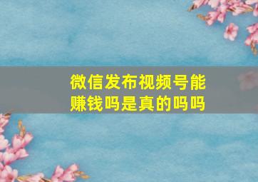 微信发布视频号能赚钱吗是真的吗吗