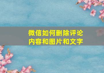 微信如何删除评论内容和图片和文字