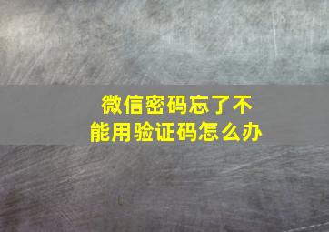 微信密码忘了不能用验证码怎么办