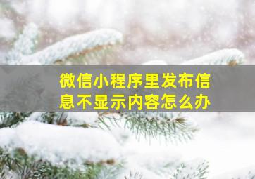 微信小程序里发布信息不显示内容怎么办