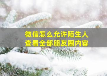 微信怎么允许陌生人查看全部朋友圈内容