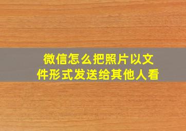 微信怎么把照片以文件形式发送给其他人看