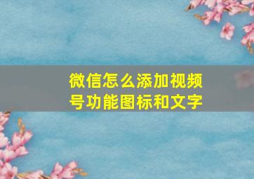 微信怎么添加视频号功能图标和文字