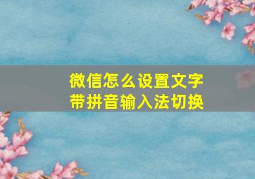 微信怎么设置文字带拼音输入法切换