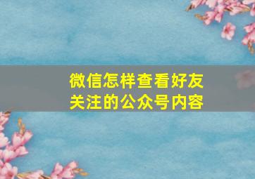 微信怎样查看好友关注的公众号内容