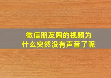 微信朋友圈的视频为什么突然没有声音了呢