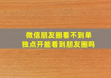 微信朋友圈看不到单独点开能看到朋友圈吗