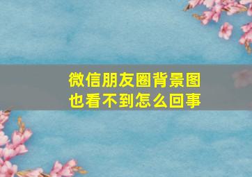 微信朋友圈背景图也看不到怎么回事