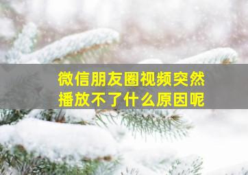 微信朋友圈视频突然播放不了什么原因呢