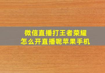 微信直播打王者荣耀怎么开直播呢苹果手机