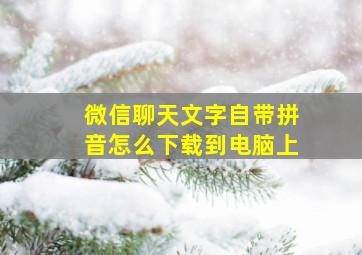 微信聊天文字自带拼音怎么下载到电脑上