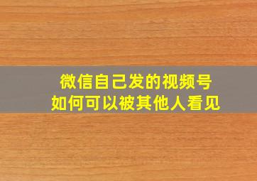 微信自己发的视频号如何可以被其他人看见