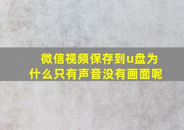 微信视频保存到u盘为什么只有声音没有画面呢